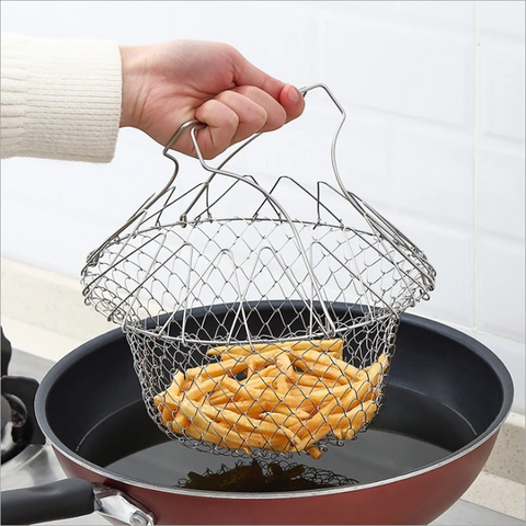 Stainless Steel Foldable Strainer Basket – Chef's Cooking Essential