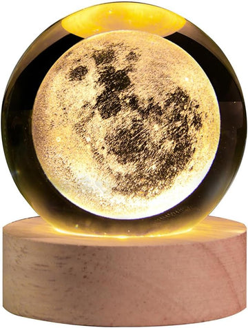 3D Moon Crystal Ball with LED Stand