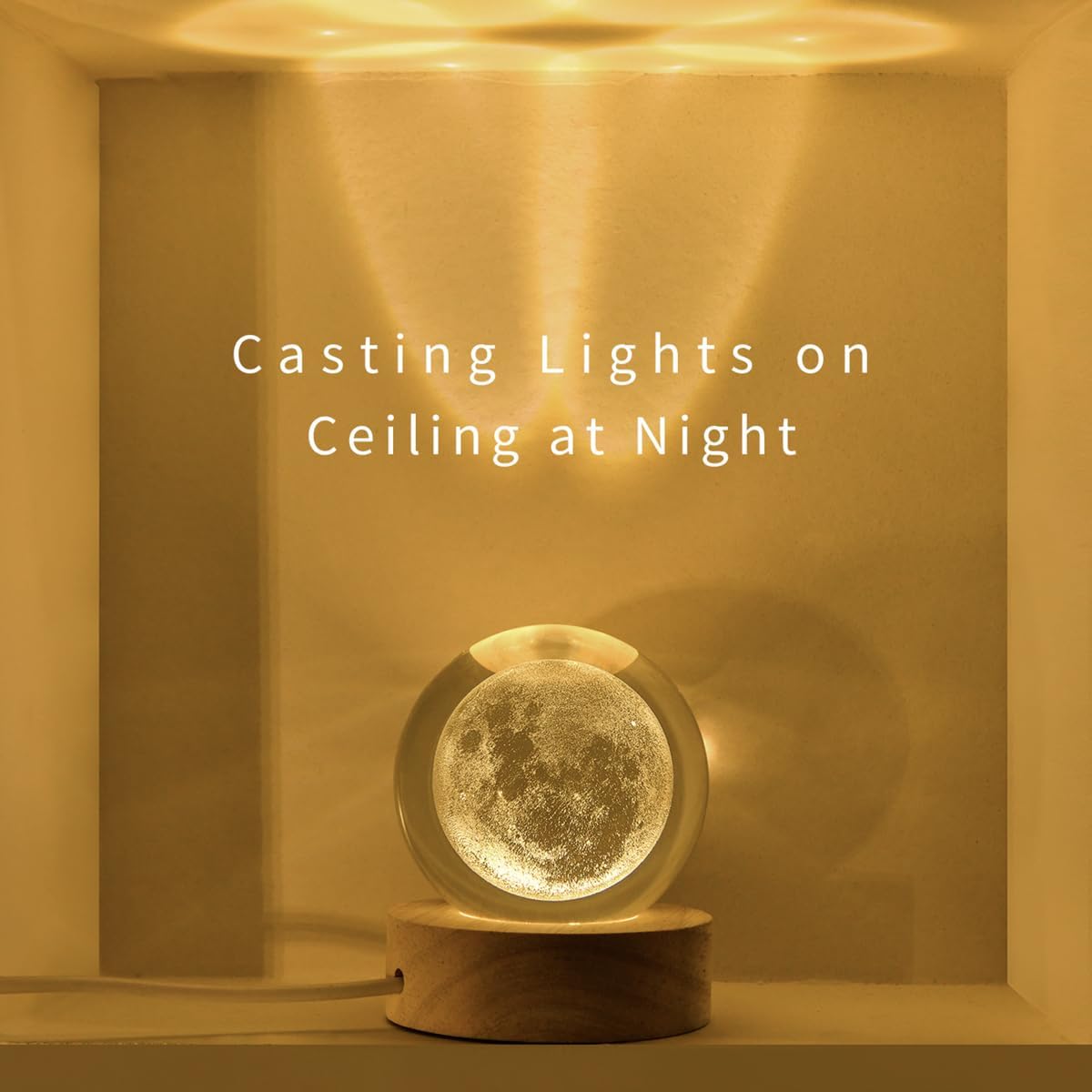 3D Moon Crystal Ball with LED Stand