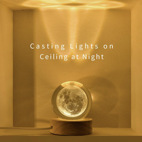 3D Moon Crystal Ball with LED Stand – Cosmic Night Light Decor
