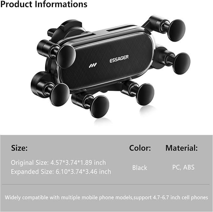 Upgraded 6-Point Support Car Phone Holder Mount,Hanging 360°