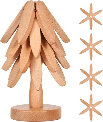 4-pc Bamboo Wooden Trivets for Hot Dishes