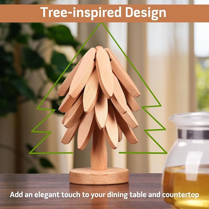 4-pc Bamboo Wooden Trivets for Hot Dishes
