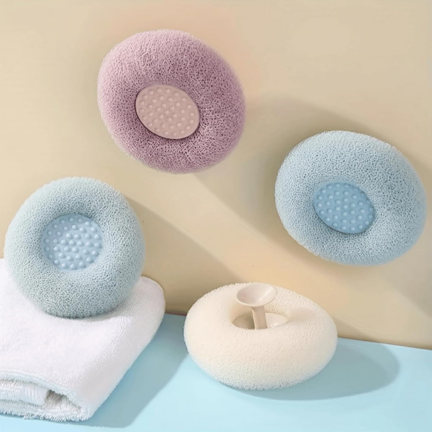 Soft, Exfoliating, Bath Sponge Loofah with Suction Cup