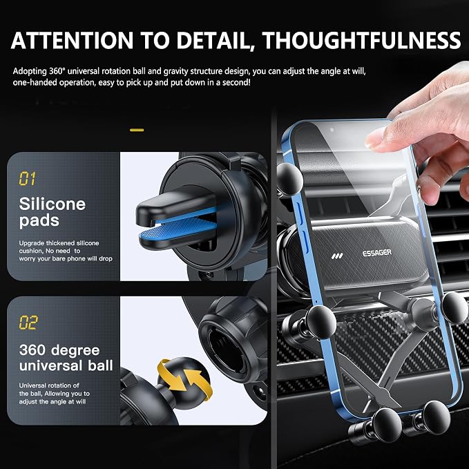 Upgraded 6-Point Support Car Phone Holder Mount,Hanging 360°