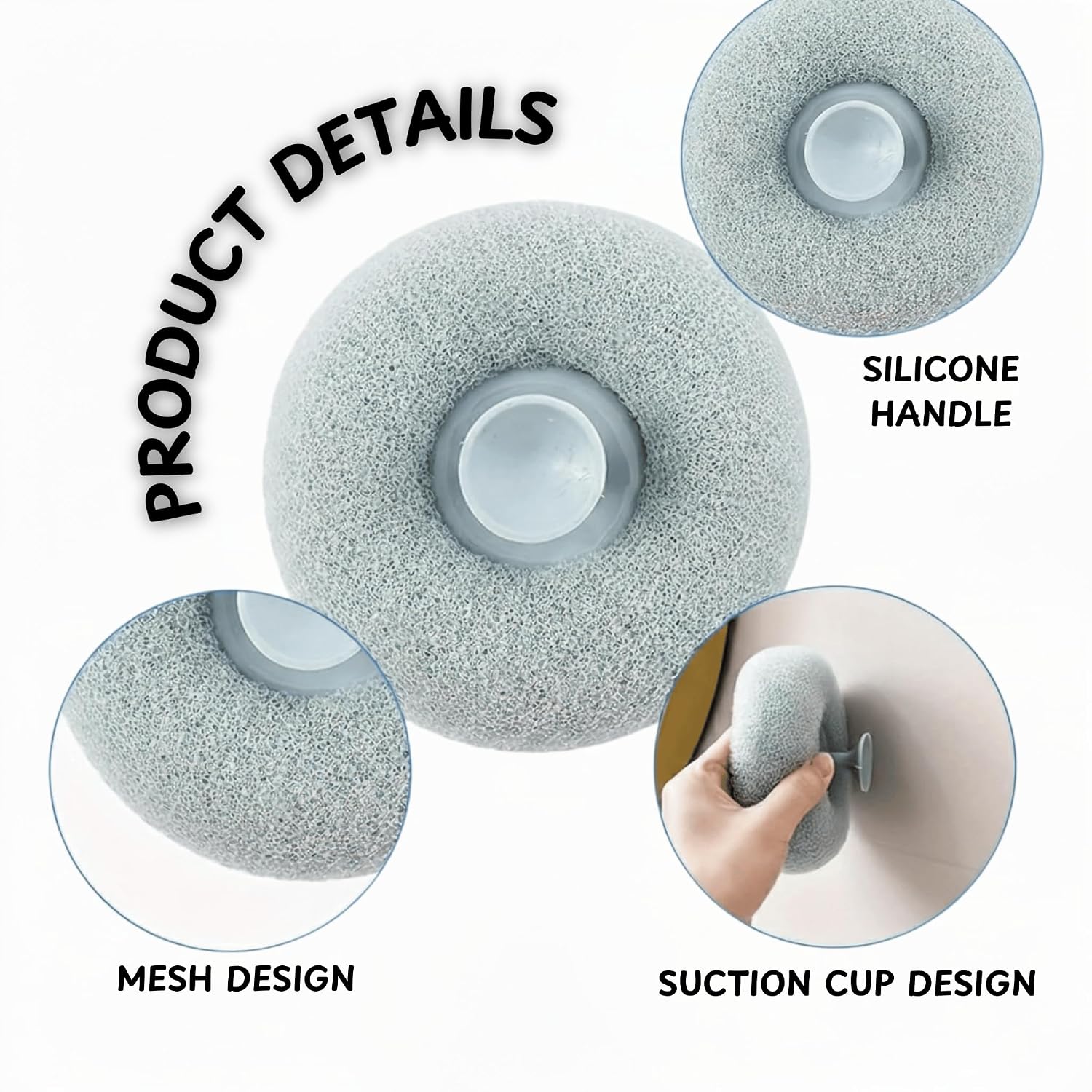 Soft, Exfoliating, Bath Sponge Loofah with Suction Cup