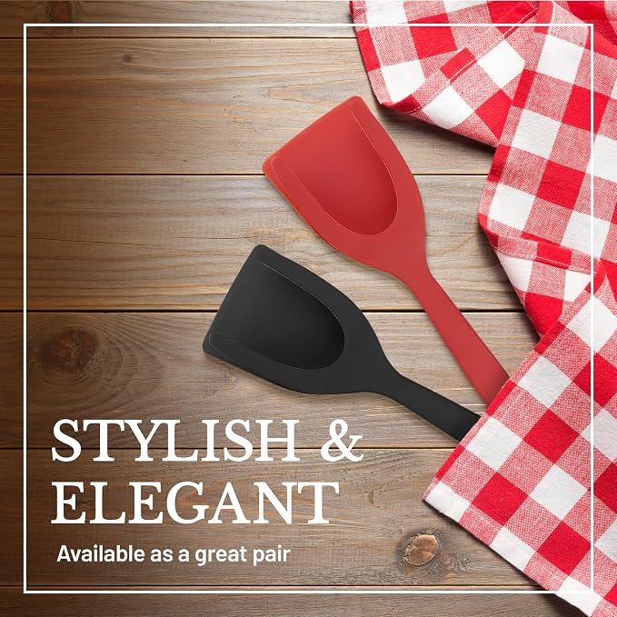 2 in 1 Flipper Spatula with tongs - Nylon Easy Grip Flip Spatula