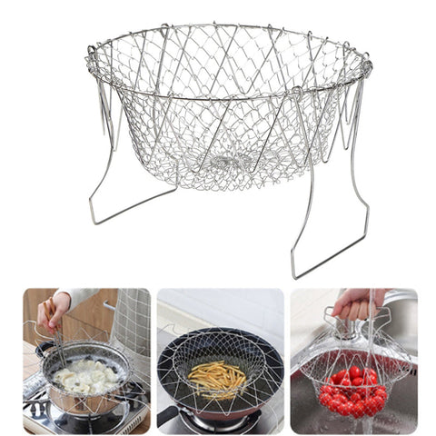Stainless Steel Foldable Strainer Basket – Chef's Cooking Essential