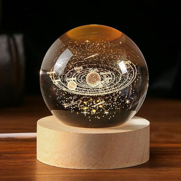 3D Solar System Crystal Glowing Ball
