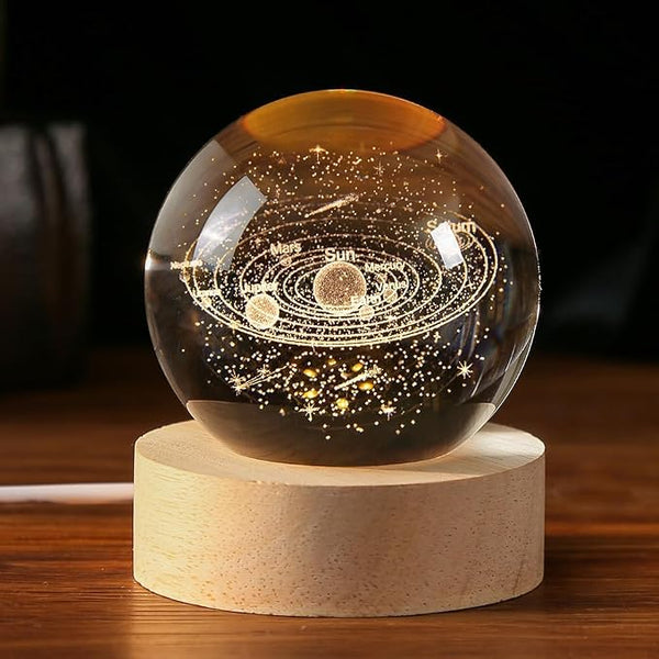 3D Solar System Crystal Glowing Ball