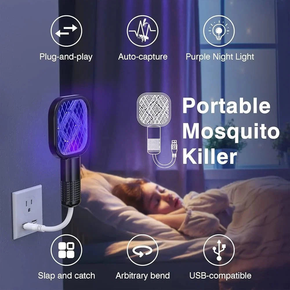 Mini Mosquito Killer Racquet Lamp 2 in 1 Multifunctional Angle Portable Bug Zapper