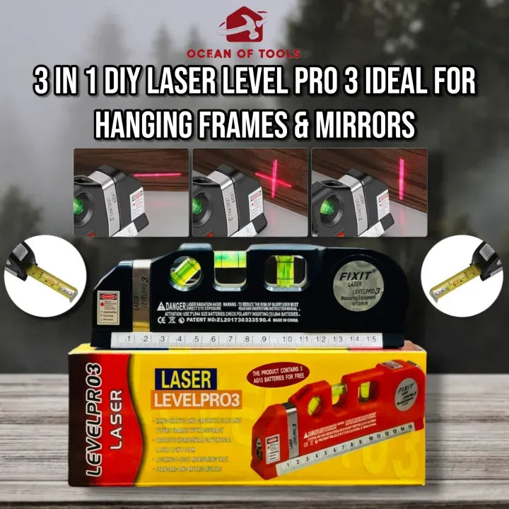 Laser Level PRO3 – Multi-Function Laser Level with Measuring Tape