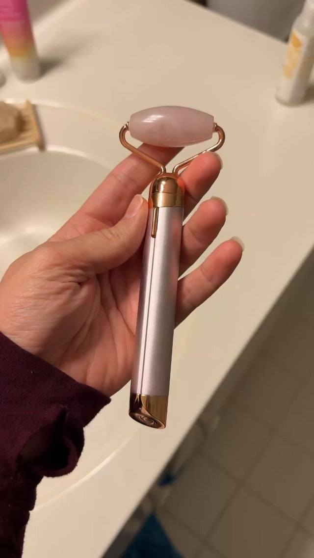 Finishing Touch Flawless Contour Vibrating Facial Roller & Massager, Rose Quartz