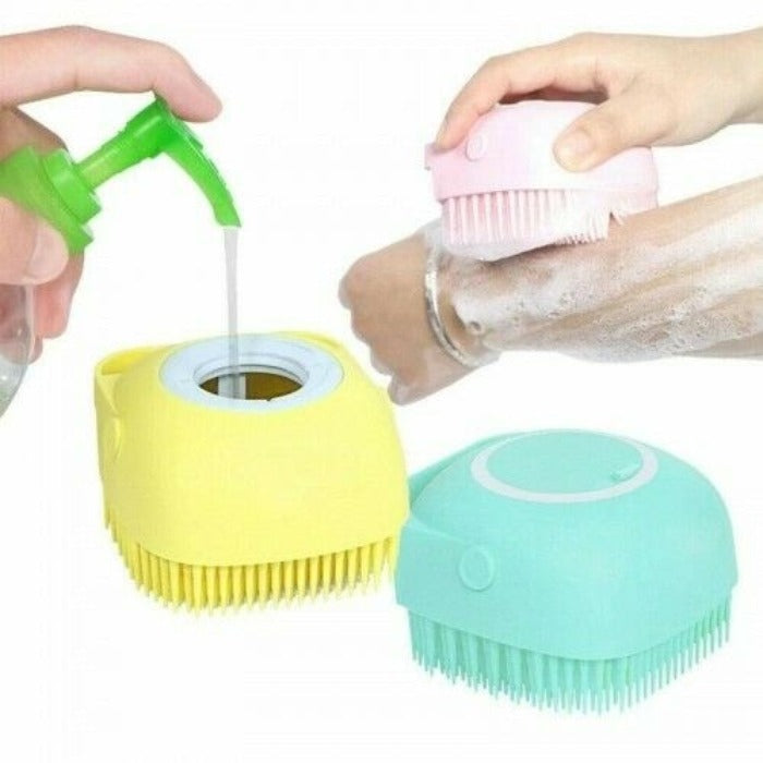 Silicone Massage Bath Brush with Built-in Liquid Soap Dispenser for Skin Care