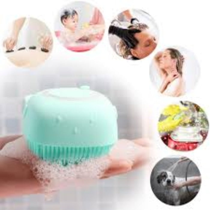 Silicone Massage Bath Brush with Built-in Liquid Soap Dispenser for Skin Care