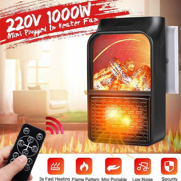 Flame Heater 1000W Mini Portable Electric Fireplace Warmer