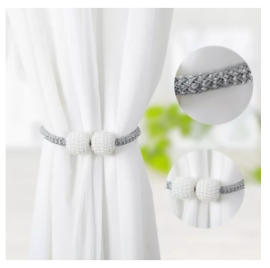 Pearlie Magnetic Pearl Braided Curtain Tieback