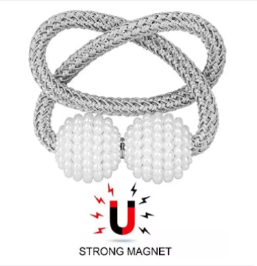 Pearlie Magnetic Pearl Braided Curtain Tieback