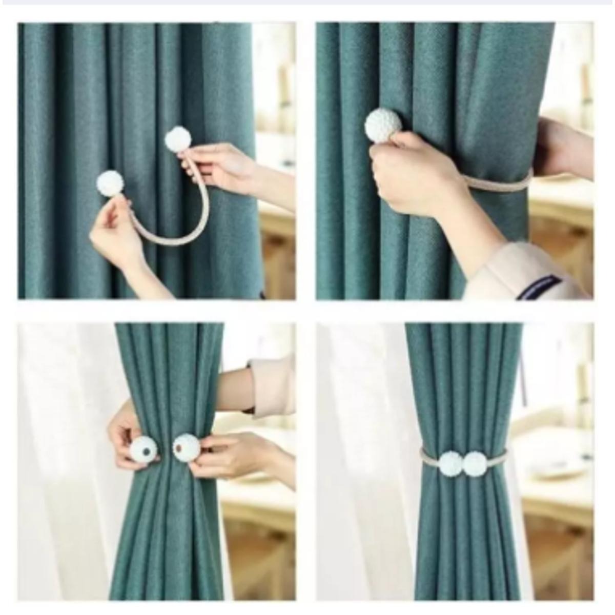 Pearlie Magnetic Pearl Braided Curtain Tieback
