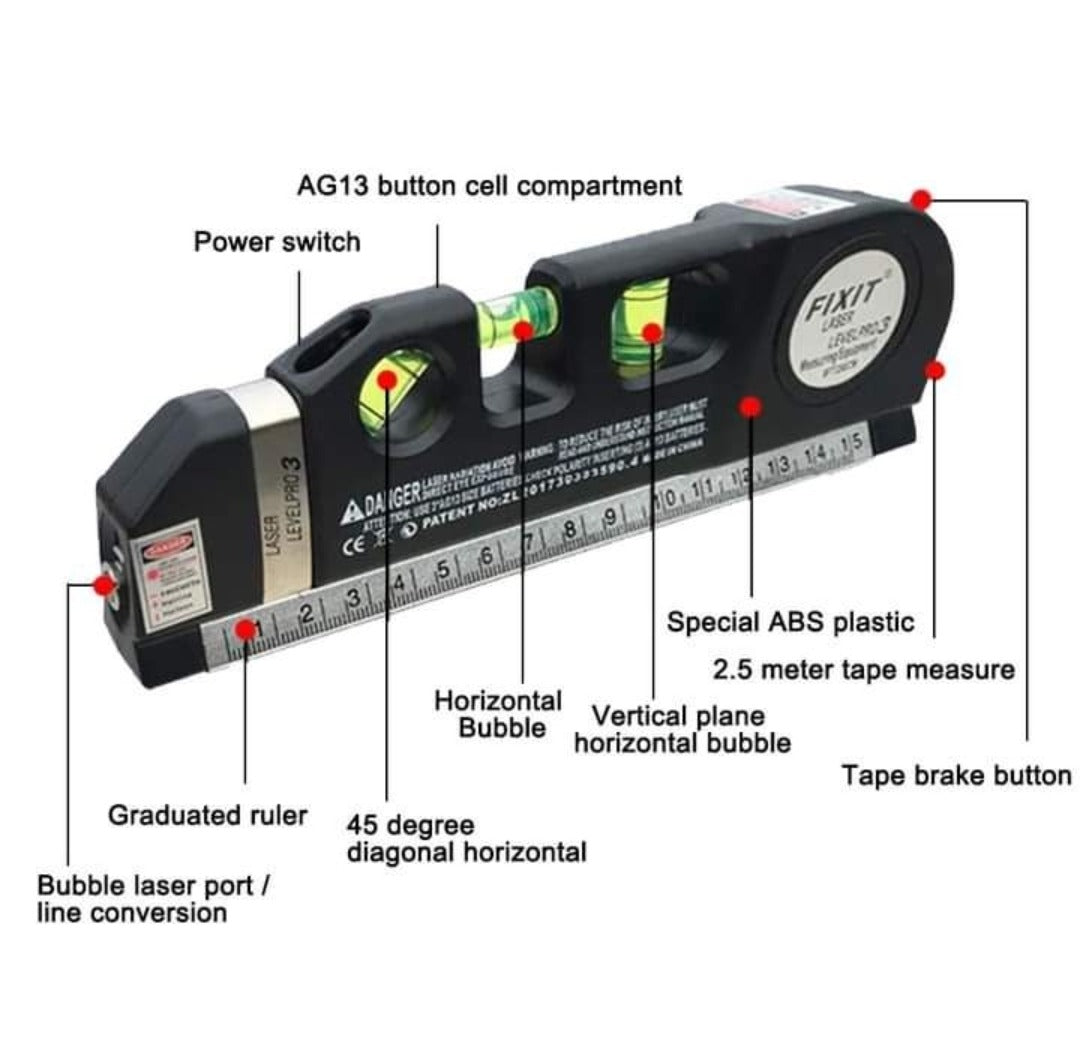 Laser Level PRO3 – Multi-Function Laser Level with Measuring Tape