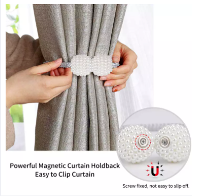 Pearlie Magnetic Pearl Braided Curtain Tieback